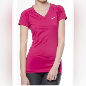Nike Women's Pink V-Neck Sports Top size medium